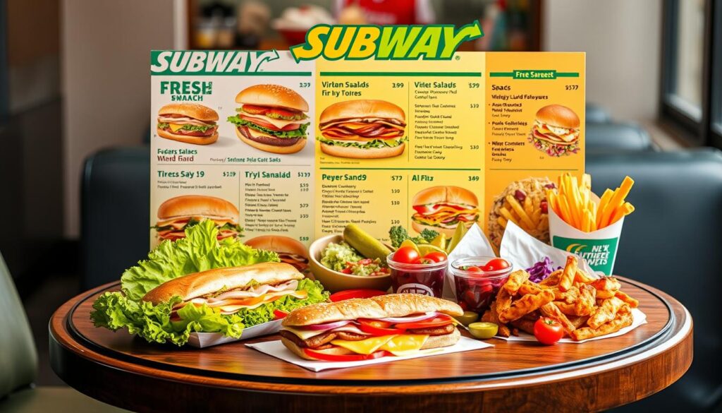 Subway food menu with prices